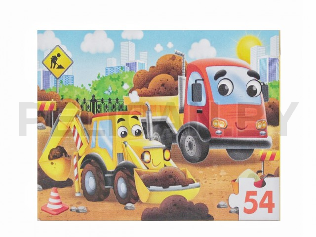 ПАЗЛ СТРОИТЕЛЬНЫЕ МАШИНКИ 54 ЭЛЕМЕНТА