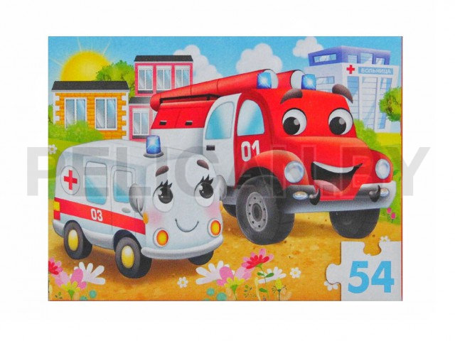 ПАЗЛ ВЕСЕЛЫЕ МАШИНКИ  54 ЭЛЕМЕНТА