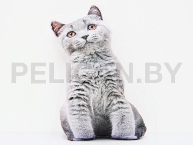 ПОДУШКА КОТИК СЕРЫЙ