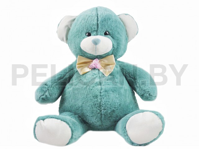МИШКА БИРЮЗОВЫЙ С АТЛАСНЫМ БАНТОМ