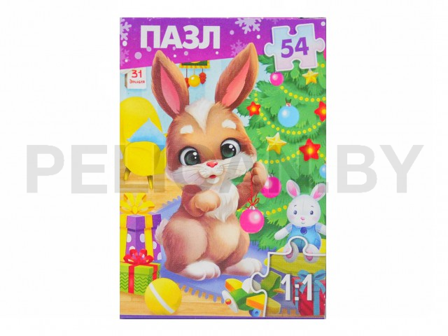 ПАЗЛ ЗАЙКА НОВОГОДНИЙ 54 ЭЛЕМЕНТА